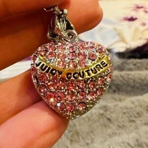 Juicy Couture Pink Pavé Heart Pendant Necklace